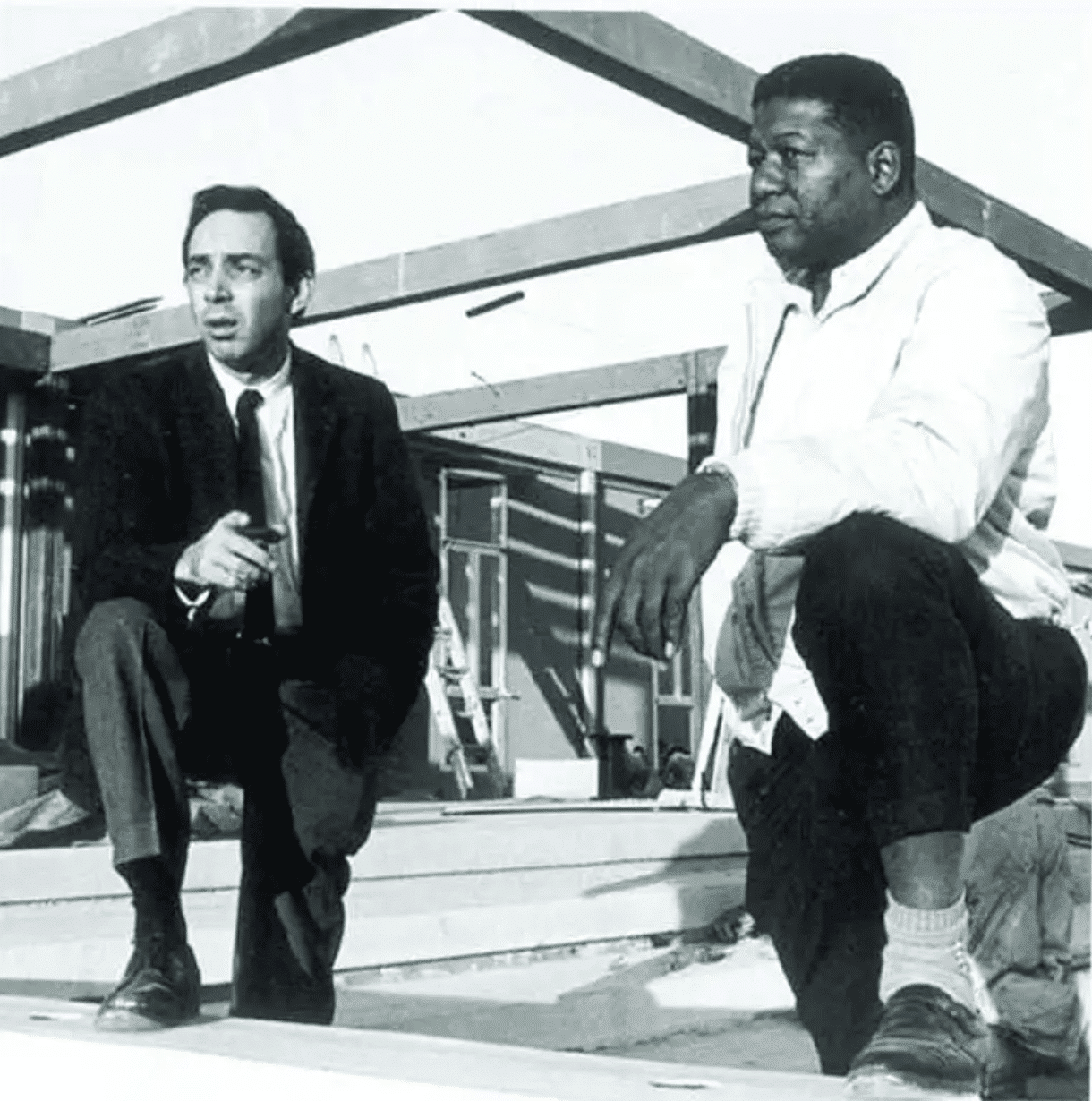 Dr. Geiger and Dr. John Hatch during the construction of the Tufts-Delta Health Center.